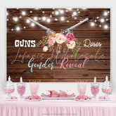 Lofaris Gun Or Rose Gender Reveal Wooden Baby Shower Backdrop